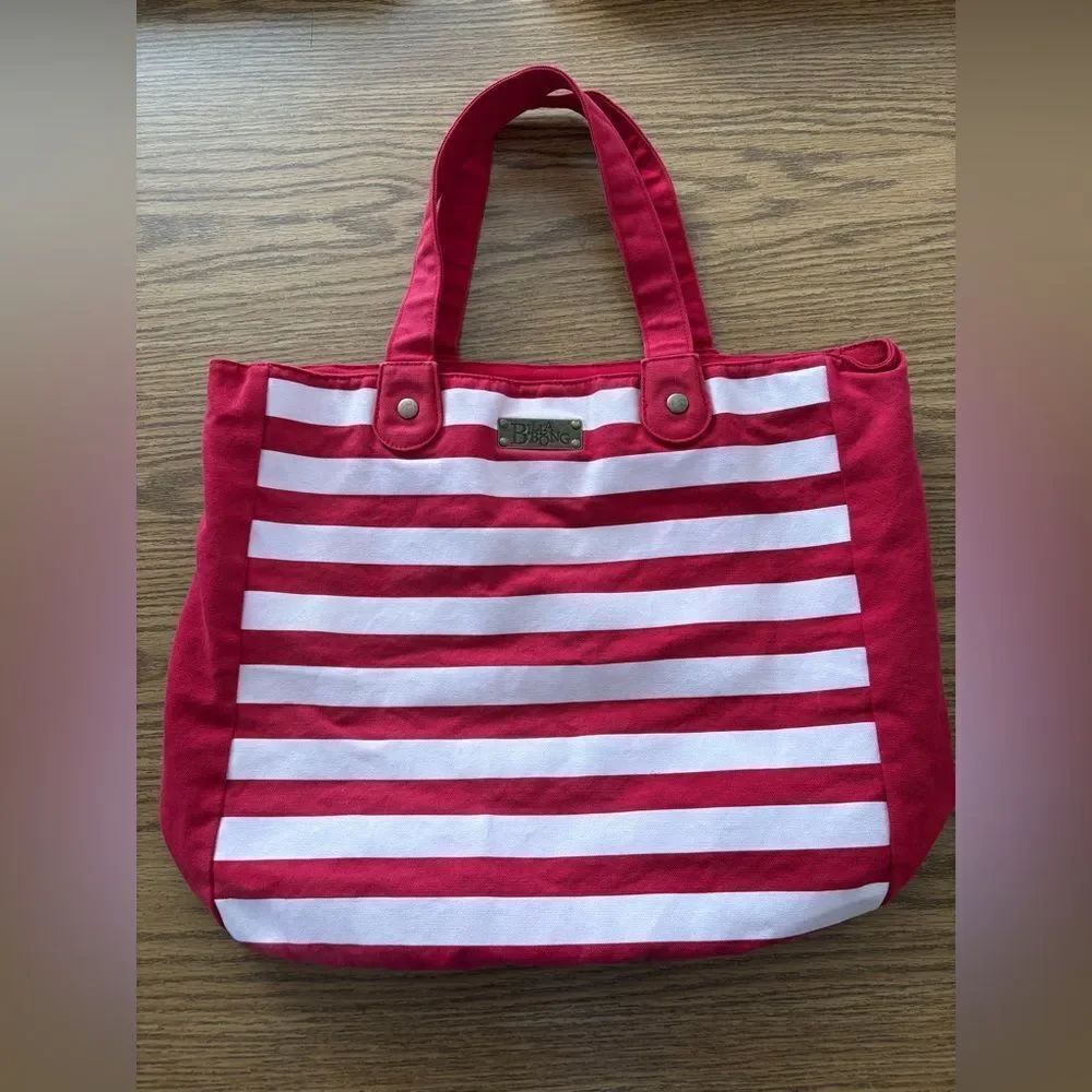 Billabong Red and White Striped Tote Bag